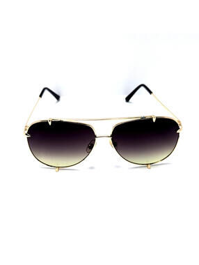 Modern Black Brown Gradient UV Lens Chic Gold Aviator Unisex Fashion Sunglasses